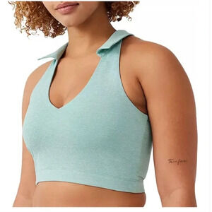 NWT Outdoor Voices green blue warmup collared crop top caribbean size small